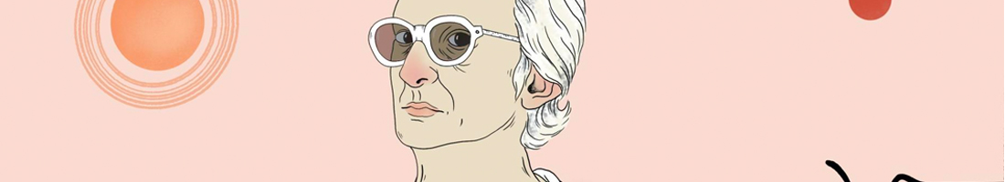 Ilustración de un señor de cabello blanco y gafas blancas