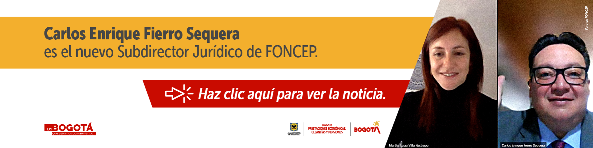 Carlos Enrique Fierro Sequera es el nuevo Subdirector Jurídico de FONCEP. - Haz clic aquí para ver la noticia.